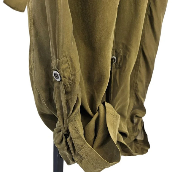 GO SILK Cargo Jogger Pant 100% Silk Size Small Olive Green Pockets Adjustable - Picture 8 of 9